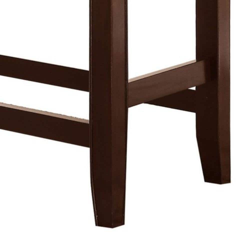 Elegant Dual-Tone Wooden Counter Height Bench with Leatherette Seat