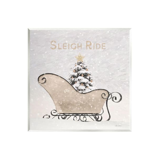 Stupell Industries Sleigh Ride Winter Scene by Lori Deiter 1 Piece Unframed Graphic Print Typography Poster Art Print 12 in. x 12 in.