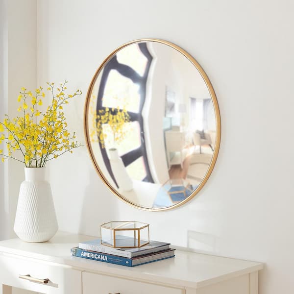 Home Decorators Collection Round Convex Mirror in Gold (24 in. D ...