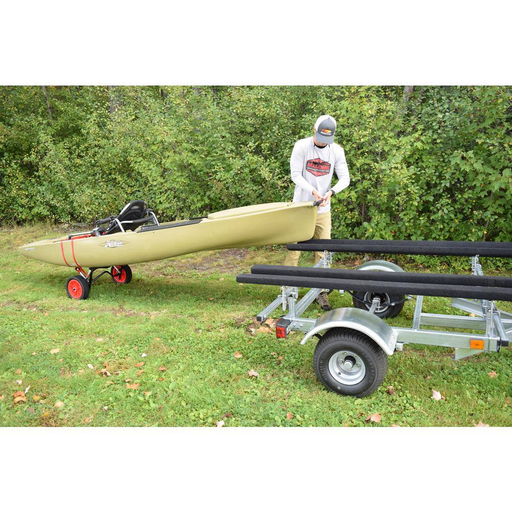 Large Folding Silver and Black Aluminum Kayak Cart with Strap