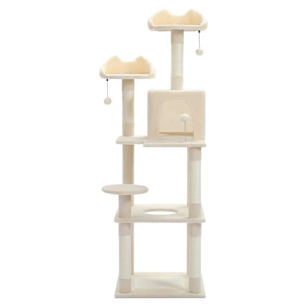 Medium and Large Cat 63in Height Cat Condo with Scratching Posts in Beige