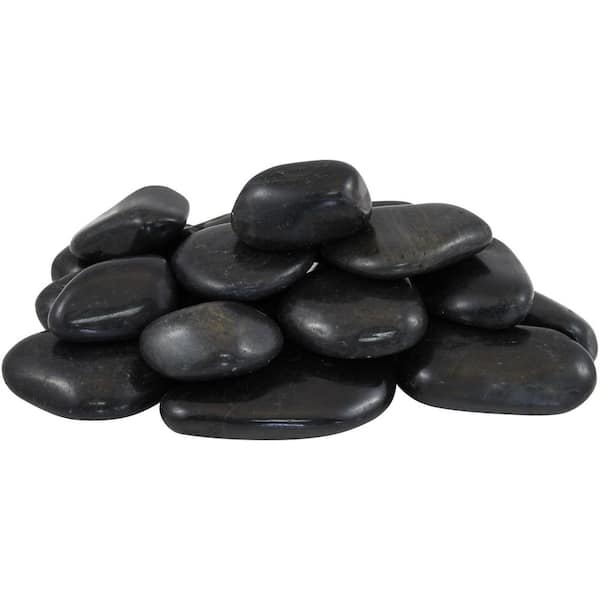 Rain Forest 0.4 cu. ft. 2 in. to 3 in., 30 lbs. Black Super Polished Pebbles
