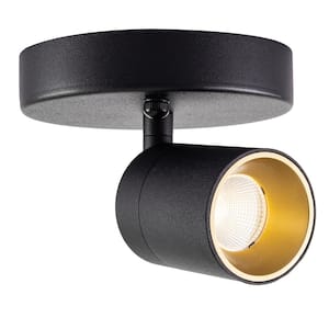 Modern 7-Watt Sand Black LED Spotlight Sconce Light, Rotating Head Flush Mount, 3000K, 490 Lumens (2-Pack)
