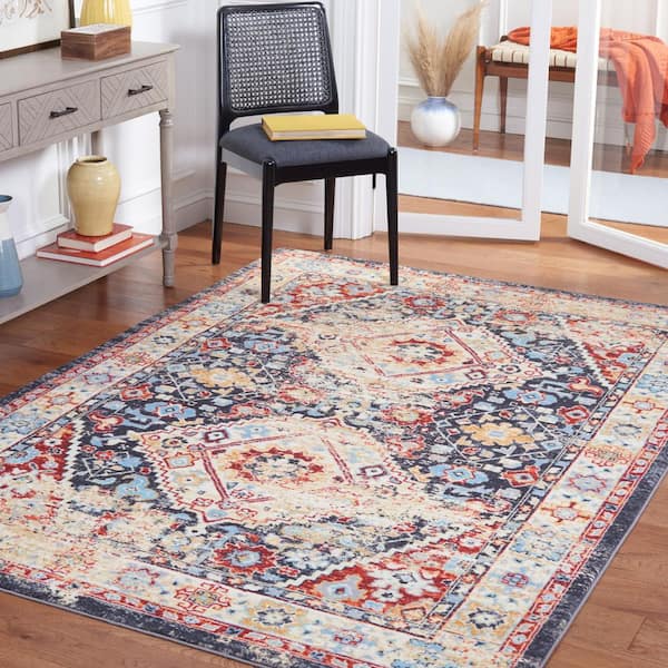 Riviera Charcoal/Gold 4 ft. x 6 ft. Machine Washable Medallion Border Area Rug