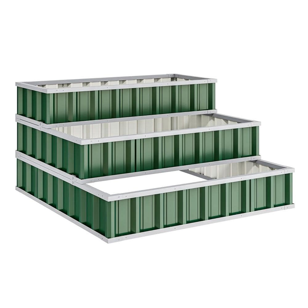 48D x 48W x 24H 3 Tiers Large Green Raised Garden Bed for DIY Outdoo