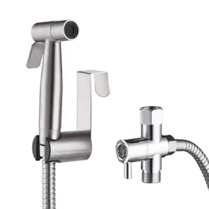 Ami Single-Handle Bidet Faucet with Sprayer Holder and Flexible Bidet Hose for Toilet in Brushed Nickel