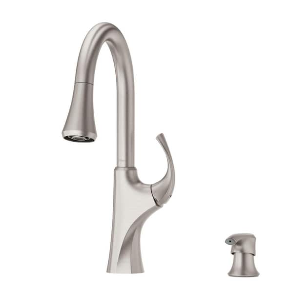 Miri Single-Handle Pull-Down Sprayer Kitchen Faucet with Soap Dispenser in Spot Defense Stainless Steel