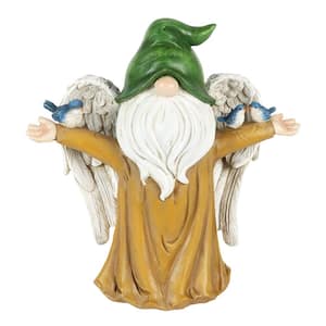 Angel with Wings, Birds, and Tree Trunk Body, 9 x 4.5 x 9.5 in. Gnome Garden Statue