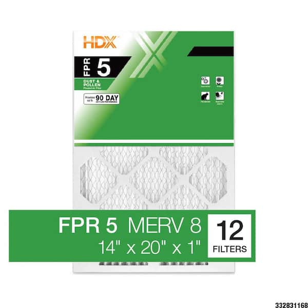 14 in. x 20 in. x 1 in. Standard Pleated Furnace Air Filter FPR 5, MERV 8 (12-Pack)