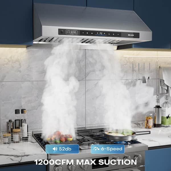 30 in. 1200 CFM Under-Cabinet/Wall-Mount Ducted Range Hood in Stainless Steel with DC Inverter Motor, Top Vent, Silver