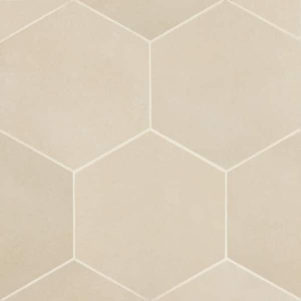 Sample-Makoto Hexagon 4 in. x 5 in. Matte Tatami Beige Porcelain Floor Tile