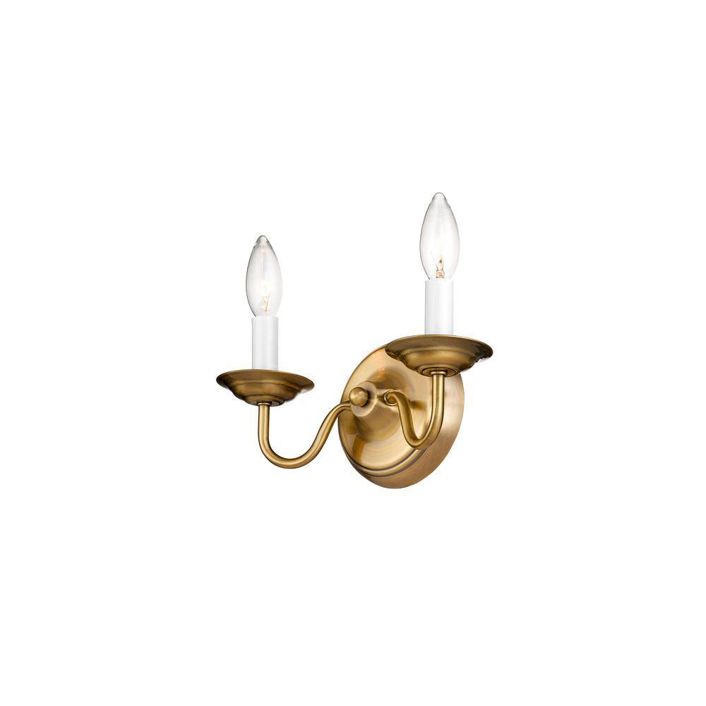 Antique Brass Double Light Colonial Wall Sconce