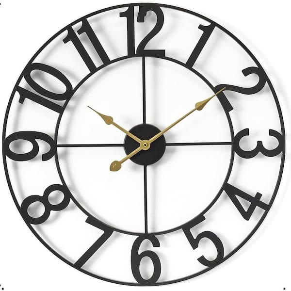 Sorbus Black Metal Analog Classic Numeral Wall Clock