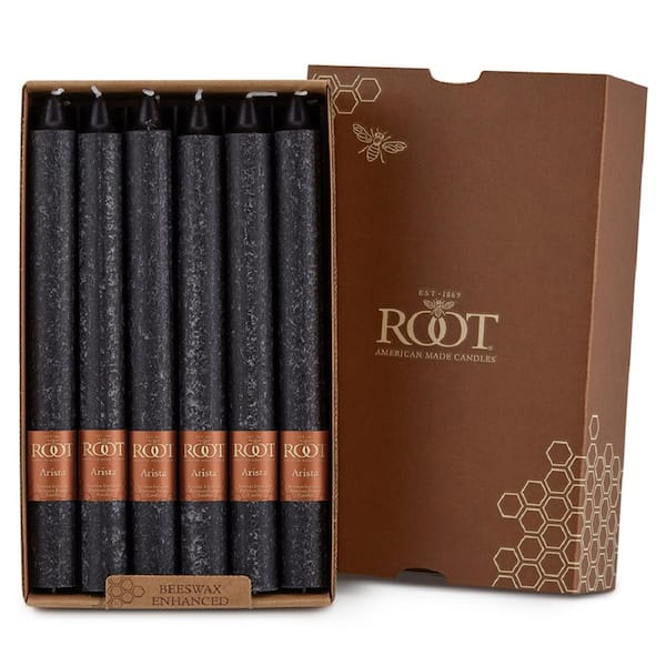 ROOT CANDLES 9 in. Timberline Arista Black Dinner Candle (Box of 12)