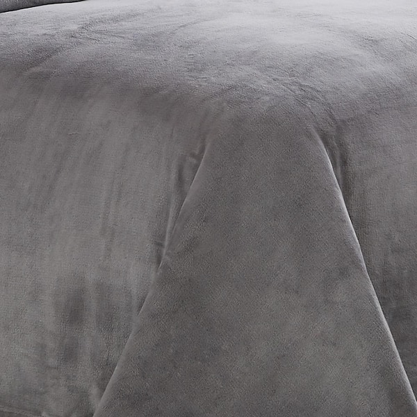 Truly Soft Velvet Plush Grey Throw Blanket TH3167GY 9100 The