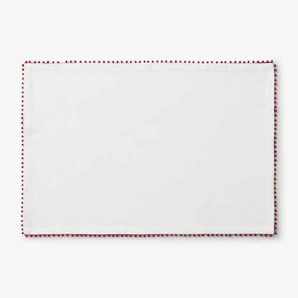 Company Cotton Pom Fringe 20 in. W x 14 in. H Red Cotton Placemat Set of 4
