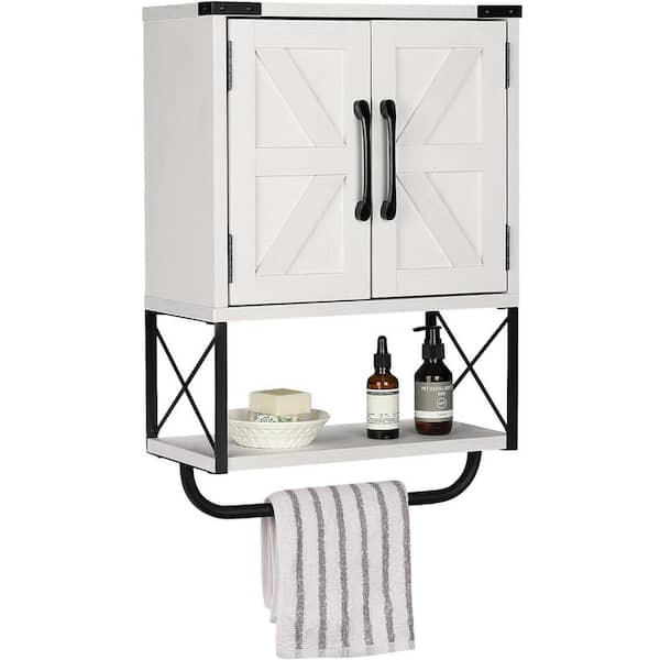Adrinfly 15 in. W x 7 in. D x 23 in. H in Vintage White Wood Ready to Assemble Upper Medicine Cabinet with Adjustable Shelf