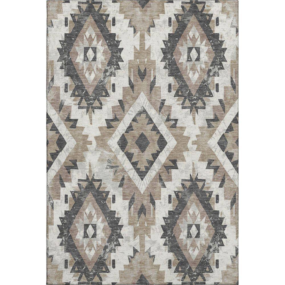 Mayfield Premium Machine Washable Abstract AMF1878 Taupe 5 ft. x 7 ft. 6 in. Area Rug price history on PriceWatchPro