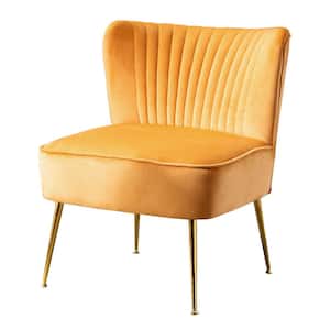 Trinity 25 in. Mustard Velvet Channel Tufted Accent Chair
