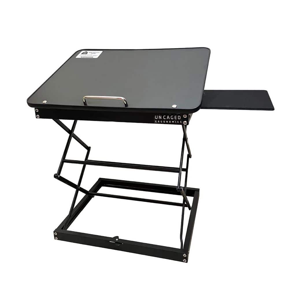 Uncaged Ergonomics 12.25 in. Black Aluminum Adjustable Standing Desk Converter for Laptops
