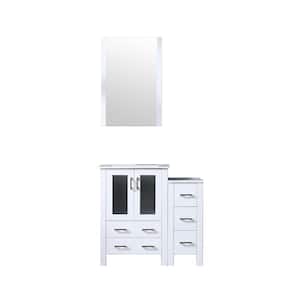 Volez 36 in. W x 18 in. D Single Bath Vanity in White with White Ceramic Top and Mirror