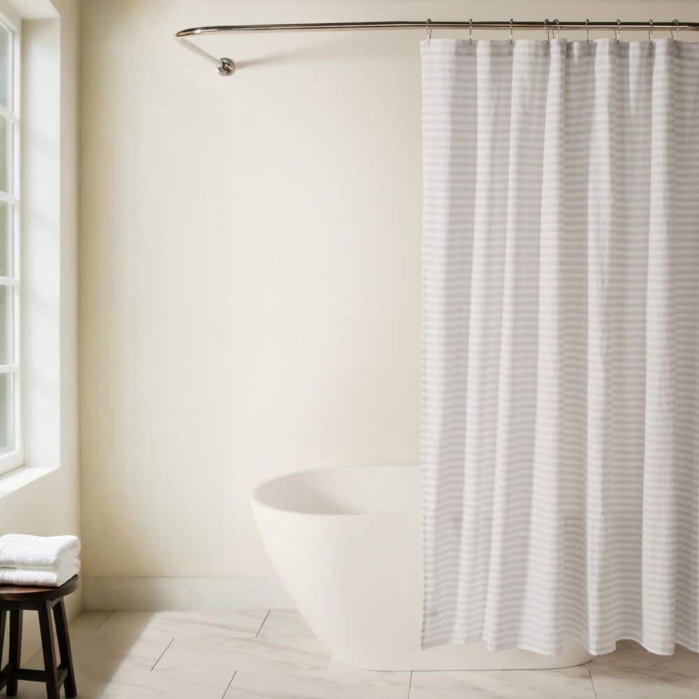 72 in. W x 72 in. L Cotton Blend Striped Shower Curtain in Classic Stripe Light Gray price history on PriceWatchPro