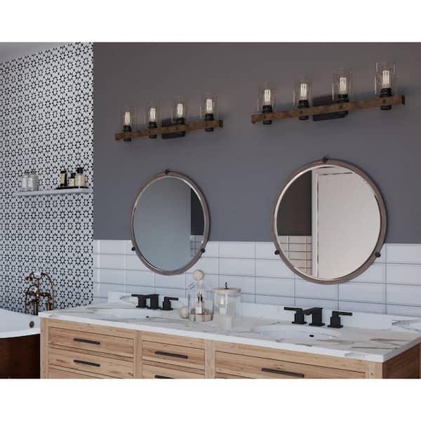 Gulliver Collection 4-Light Graphite Clear Seeded Glass Coastal Bath Vanity Light