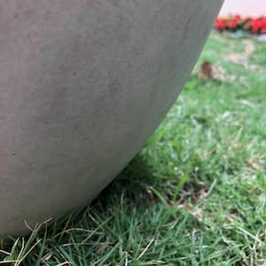 14 in. Dia Weathered Concrete Lightweight Modern Indoor/Outdoor Round Planter Pot