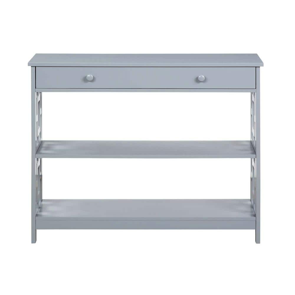 Modern Square 3-Tier Gray Console Table with Storage