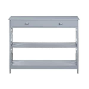 Town Square 39.5 in. L Gray 31.5 in. H Rectangular Wood Console Table with 2-Shelves