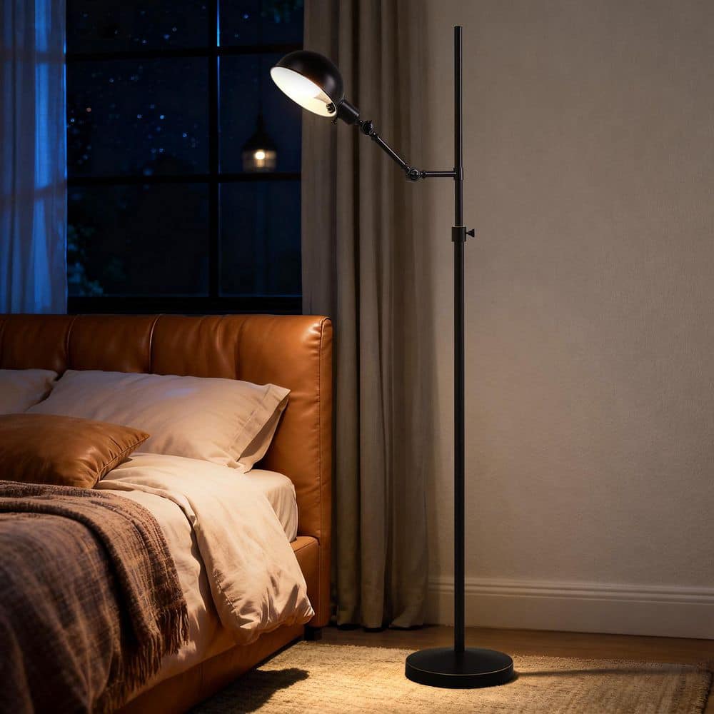 Reviews for NatySwan 59.5 in. Black Swing Arm Floor Lamp