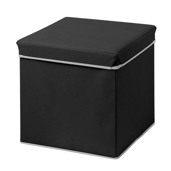 Unbranded Foldable Storage Ottoman- Black and Grey