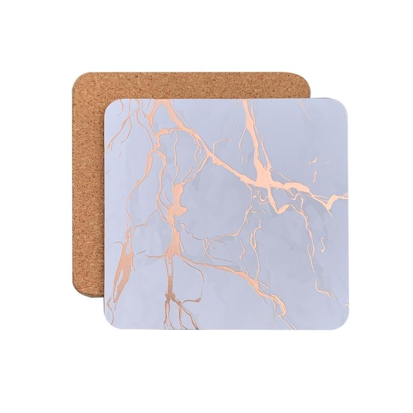 Rose Gold 4 x 4'' x 4'' Dainty Home Marble Cork Coaster Set of 4 