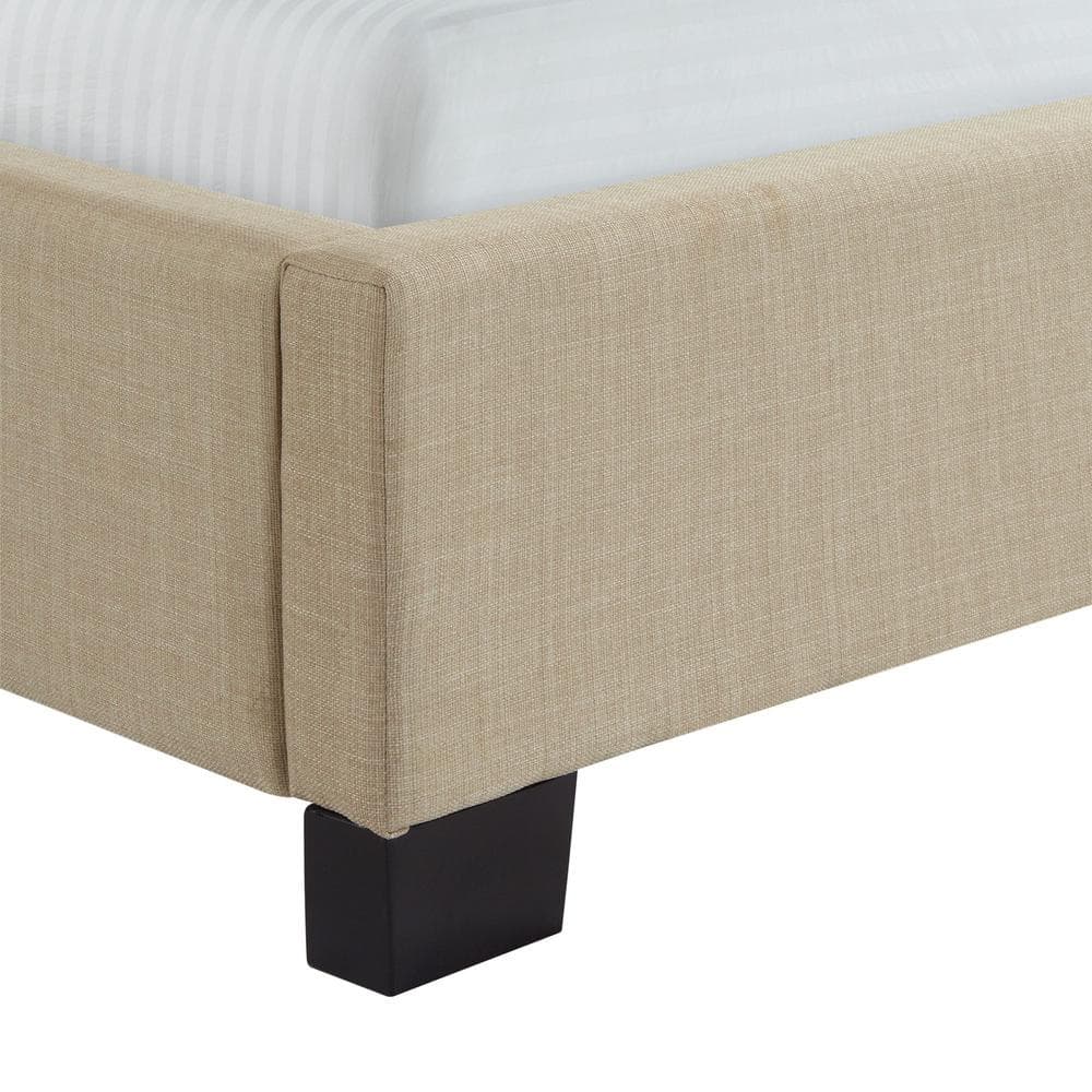 Arden King Beige Tufted Upholstered Wood Frame Bed