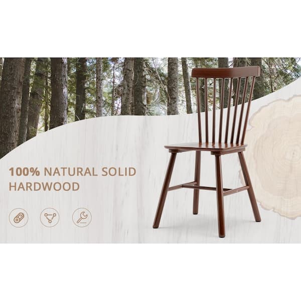LUE BONA Windsor Classic Walnut Solid Wood Dining Chairs with