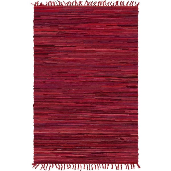 Unbranded Red Polypropylene 4 ft. x 6 ft. Striped Indoor Area Rug