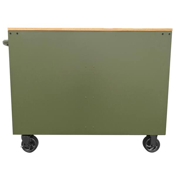 Husky 46 in. W x 18.1 in. D 9-Drawer Army Green Mobile Workbench