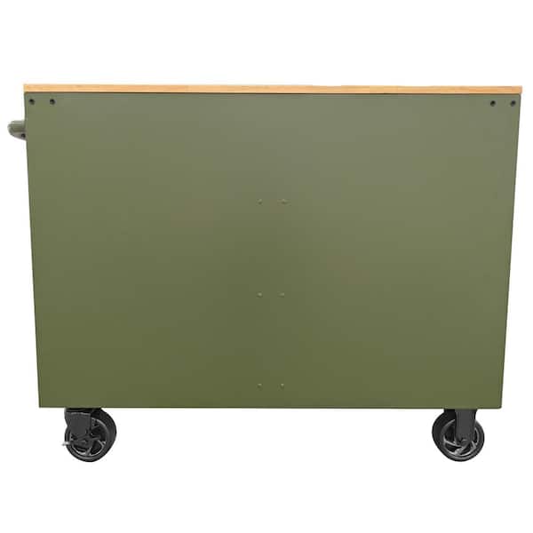Husky 46 in. W x 18.1 in. D 9-Drawer Army Green Mobile Workbench