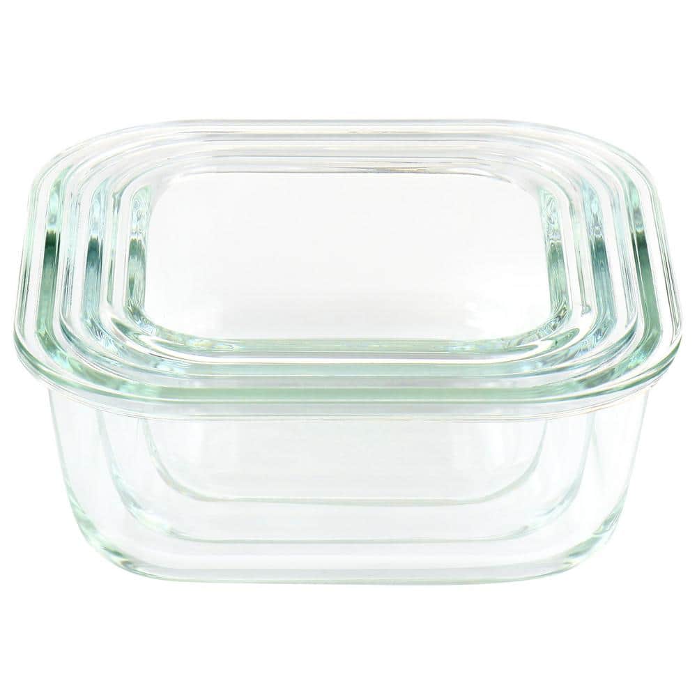 Martha Stewart Clear Glass Storage Containers with Mint Lids, 6-Piece Set