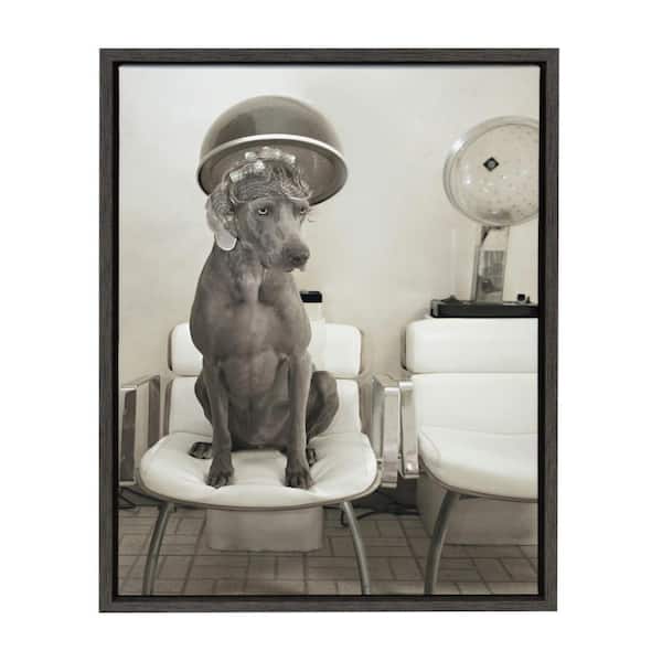 DesignOvation Sylvie "Ha Much Longa Cher" by Robin Bell Animal Framed Canvas Wall Art 24 in. x 18 in.
