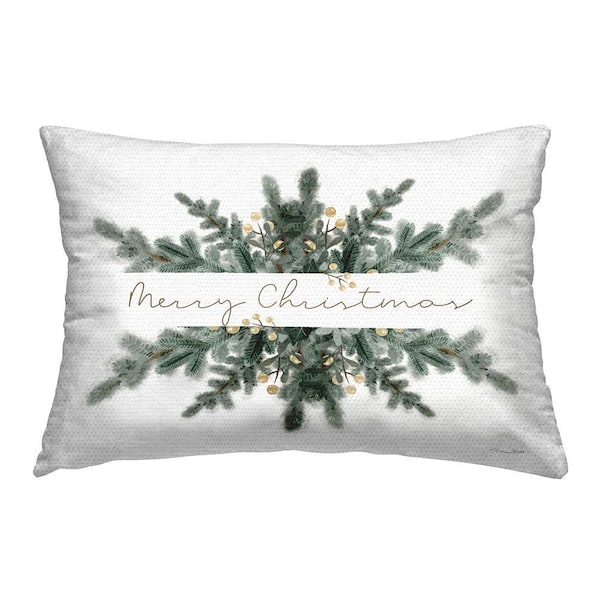 Christmas Pine Sprigs Green Rectangular Outdoor Throw Pillow