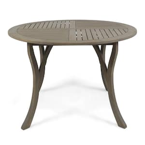 70 in. Gray Round acacia wood Outdoor Dining Table