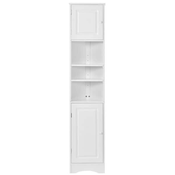 Miscool Anky 14.6 in. W x 9.7 in. D x 66.9 in. H White MDF Freestanding Bathroom Triangle Corner Storage Linen Cabinet