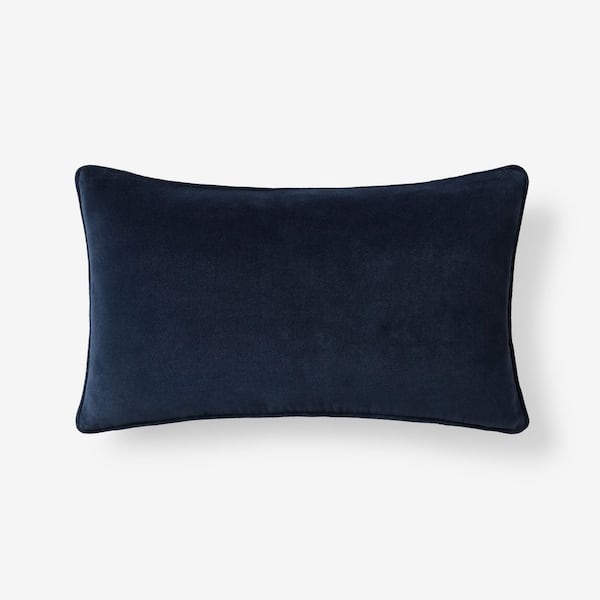 The Company Store Legends Luxury Indigo Velvet 12 in. X  21 in. Throw Pillow Cover