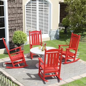 Kenly Red Classic Plastic Outdoor Rocking Chair (Set of 4)