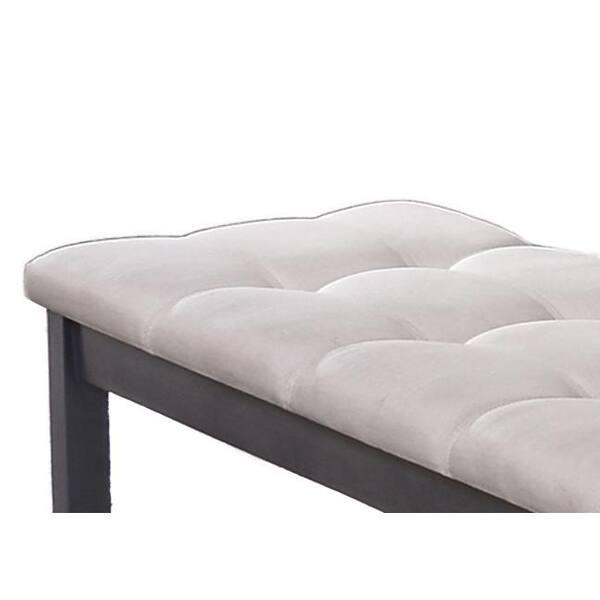 Best Quality Furniture Anderson Beige 48 in. Dining Bench No Back 19 in. Linen Fabric Solid Wood 17. D44 B