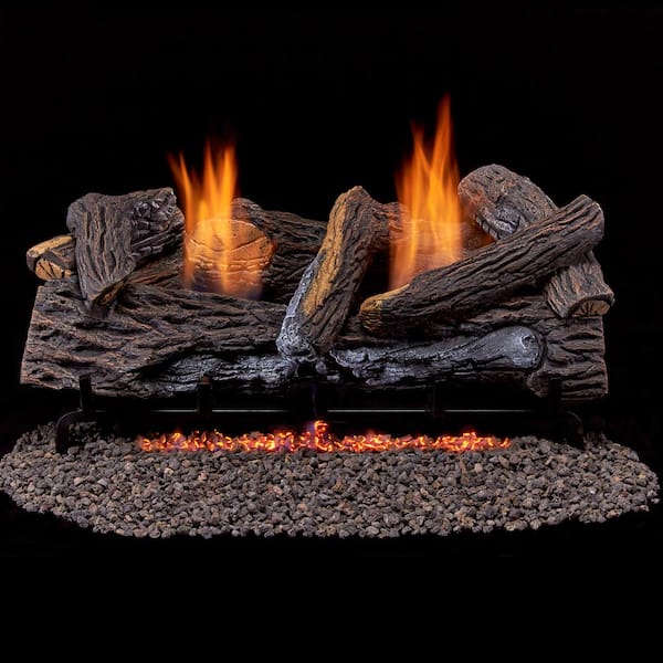 Duluth Forge Vent Free Dual Fuel Log Set - 24 in. Stacked Red Oak - T-Stat  Control 210070 - The Home Depot