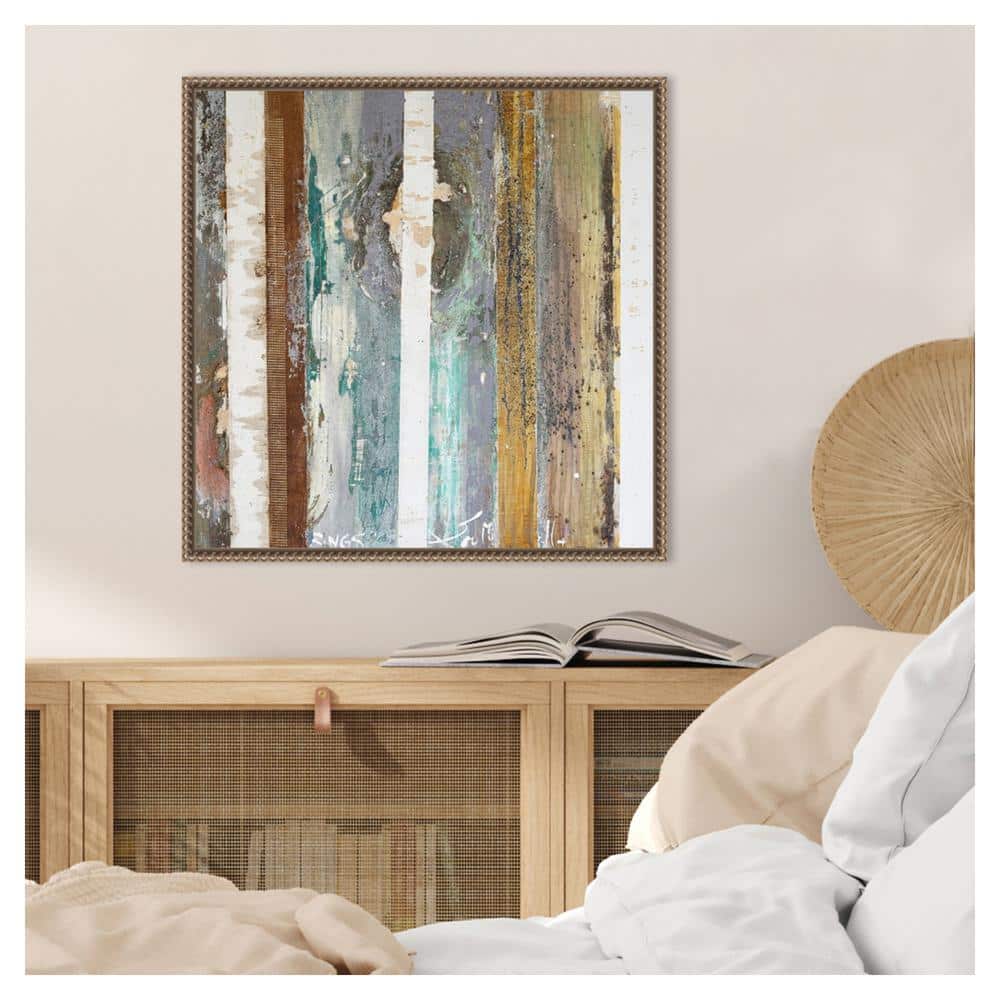 Textured Grain IV Abstract Canvas Wall Art with Bronze Frame