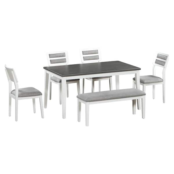 Harper & Bright Designs Classic 6-Piece Rectangle White MDF Harper & Bright Designs Classic 6-Piece Rectangle White MDF