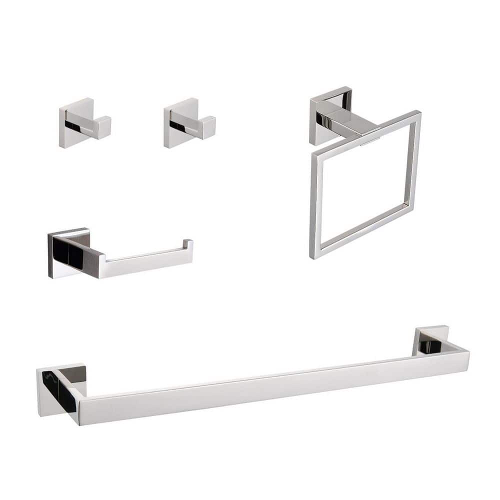 5-Piece Bathroom Hardware Set with Towel Bar, Paper Holder and Hooks in Chrome for Modern Bathroom and Kitchen price history on PriceWatchPro